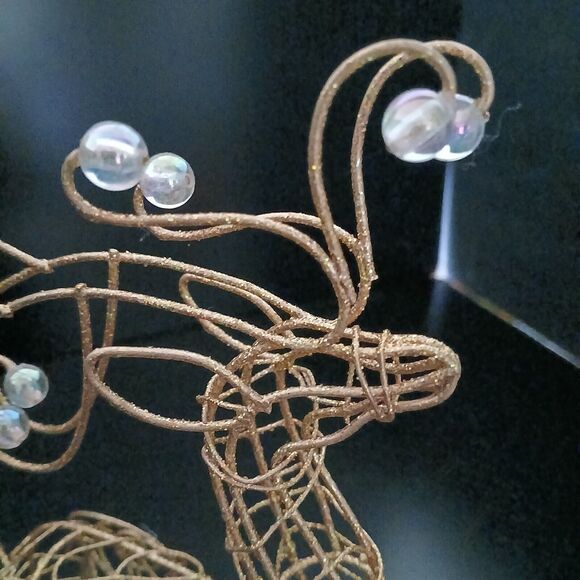 Metal Wire Reindeer 11" Seasonal Christmas Decoration Gold & Glitter Holiday - Picture 11 of 11